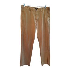 Lands End Traditional Fit Chino Pant Cotton Twill Tan Trousers Mens size 37